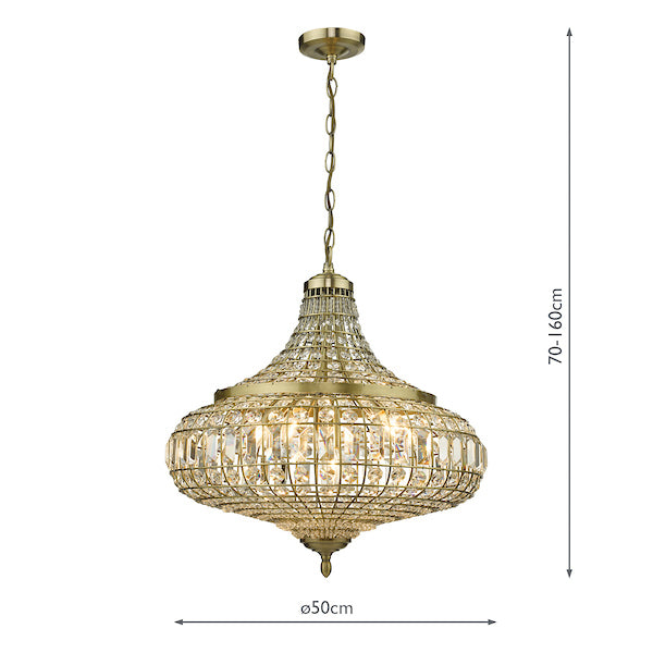 Dar Asmara 6 Light Pendant Antique Brass Crystal – from Amos Lighting + Home