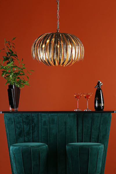 Dar Atticus 5 Light Pendant Chandelier Gold – from Amos Lighting + Home