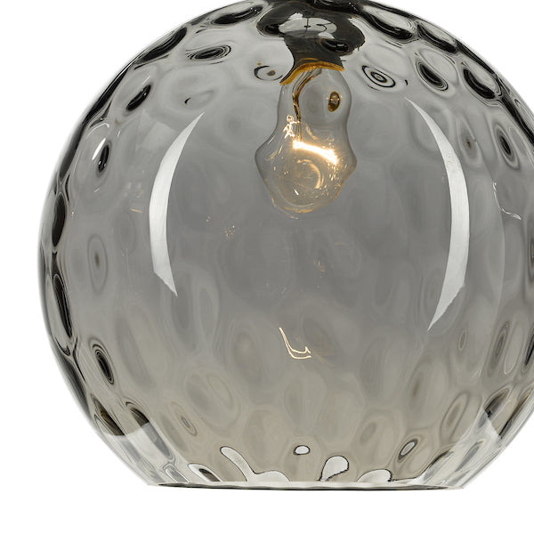 Dar Aulax Pendant Silver Smoked Glass with Dimple Effect – from Amos Lighting + Home