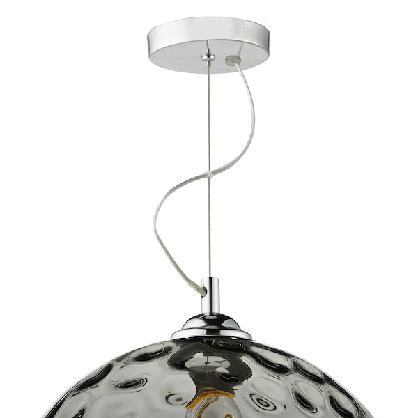 Dar Aulax Pendant Silver Smoked Glass with Dimple Effect – from Amos Lighting + Home