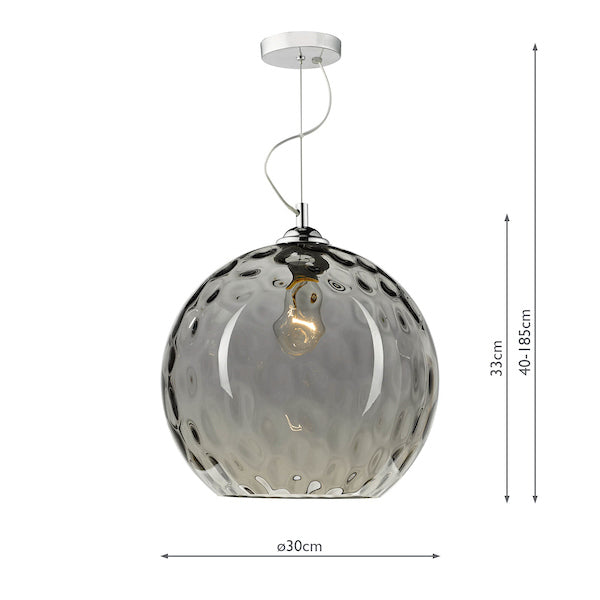 Dar Aulax Pendant Silver Smoked Glass with Dimple Effect – from Amos Lighting + Home