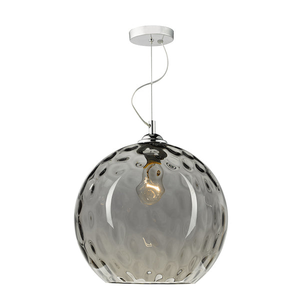Dar Aulax Pendant Silver Smoked Glass with Dimple Effect – from Amos Lighting + Home
