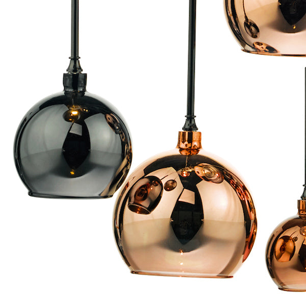 Dar Aurelia 15lt Bar Pendant Black Chrome & Copper/Bronze Glass – from Amos Lighting + Home