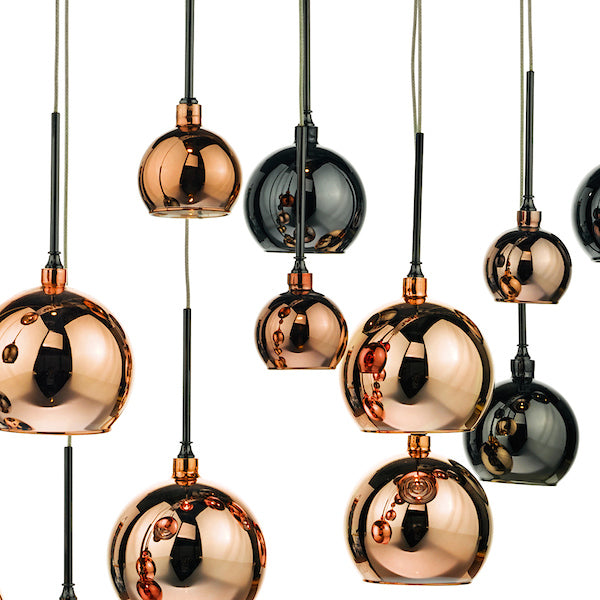 Dar Aurelia 15lt Bar Pendant Black Chrome & Copper/Bronze Glass – from Amos Lighting + Home
