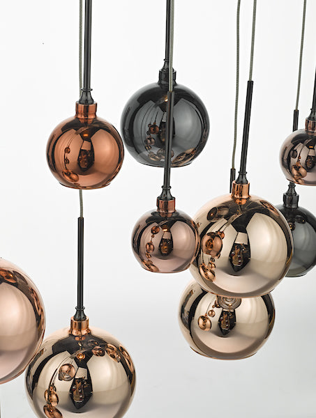 Dar Aurelia 15lt Bar Pendant Black Chrome & Copper/Bronze Glass – from Amos Lighting + Home