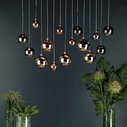 Dar Aurelia 15lt Bar Pendant Black Chrome & Copper/Bronze Glass – from Amos Lighting + Home
