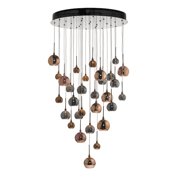 Dar Aurelia 30 Light Cluster Pendant In Copper & Bronze 3M Drop – from Amos Lighting + Home