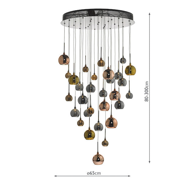 Dar Aurelia 30 Light Cluster Pendant In Copper & Bronze 3M Drop – from Amos Lighting + Home