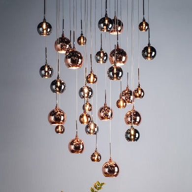 Dar Aurelia 30 Light Cluster Pendant In Copper & Bronze 3M Drop – from Amos Lighting + Home
