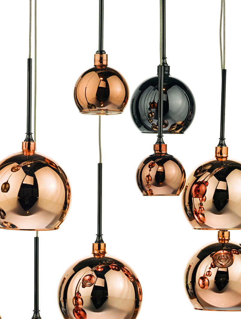 Dar Aurelia Cluster Pendant Black Chrome, Copper & Bronze Glass – from Amos Lighting + Home