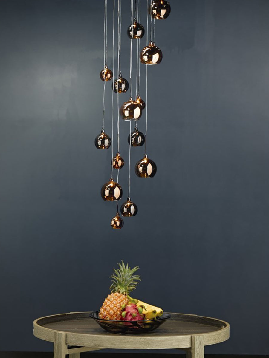 Dar Aurelia Cluster Pendant Black Chrome, Copper & Bronze Glass – from Amos Lighting + Home