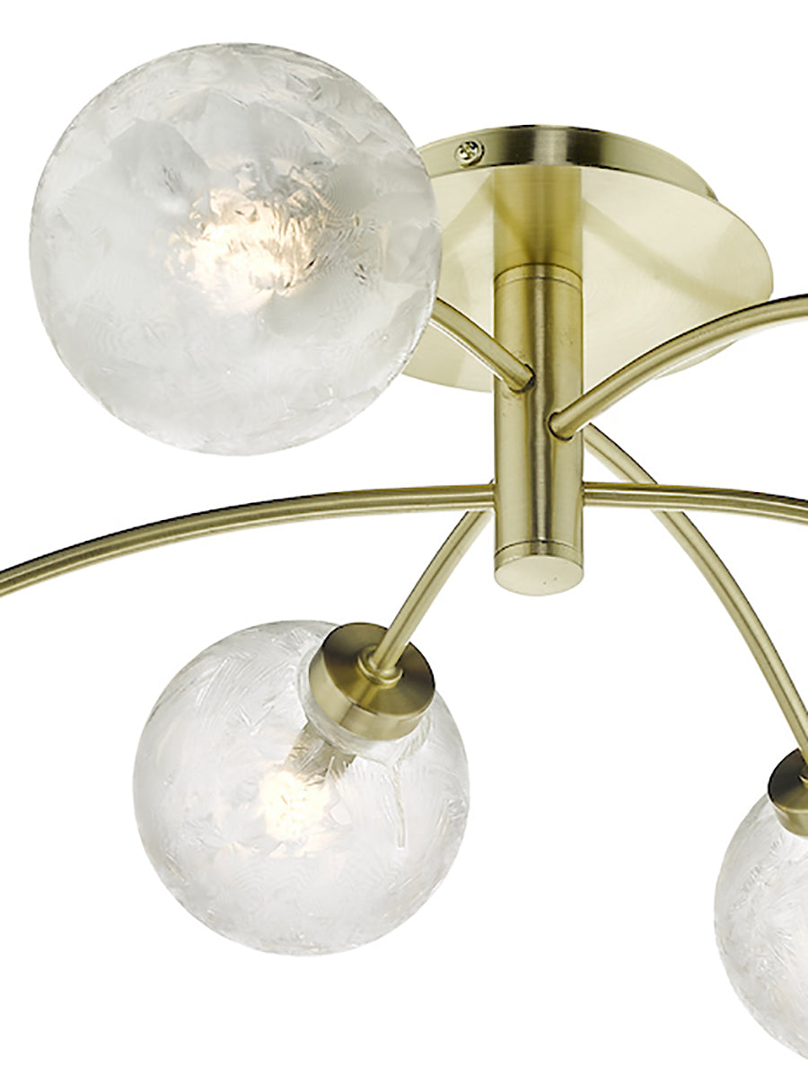 Dar Avari 6 Light Semi Flush Satin Brass And Clear Frosted Glass – from Amos Lighting + Home