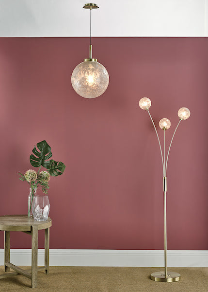 Dar Avari Floor Lamp Satin Brass with Frosted Glass – from Amos Lighting + Home