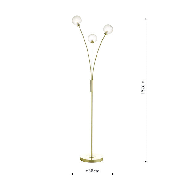 Dar Avari Floor Lamp Satin Brass with Frosted Glass – from Amos Lighting + Home