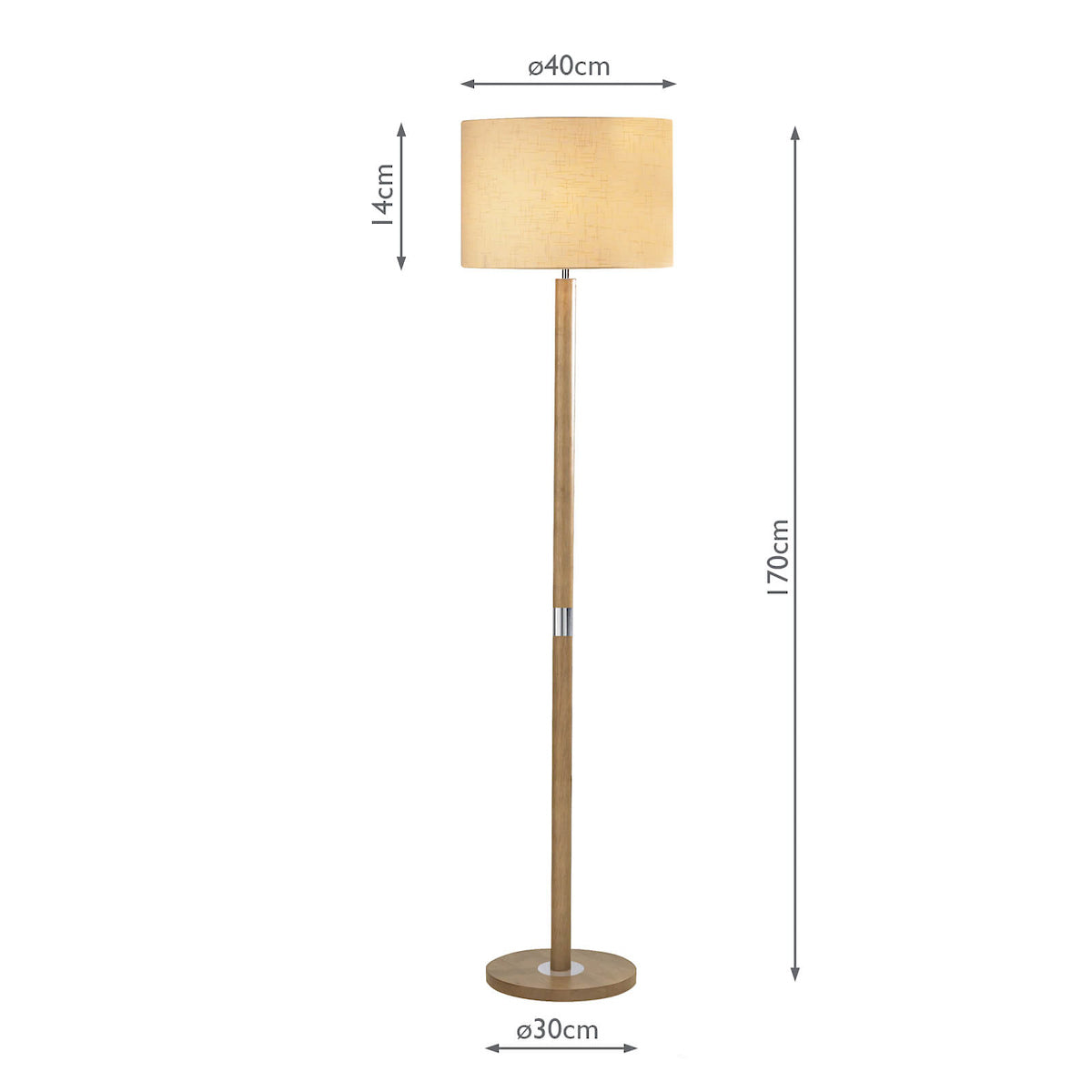 Dar Avenue Floor Lamp Light Wood Polished Chrome With Shade – from Amos Lighting + Home