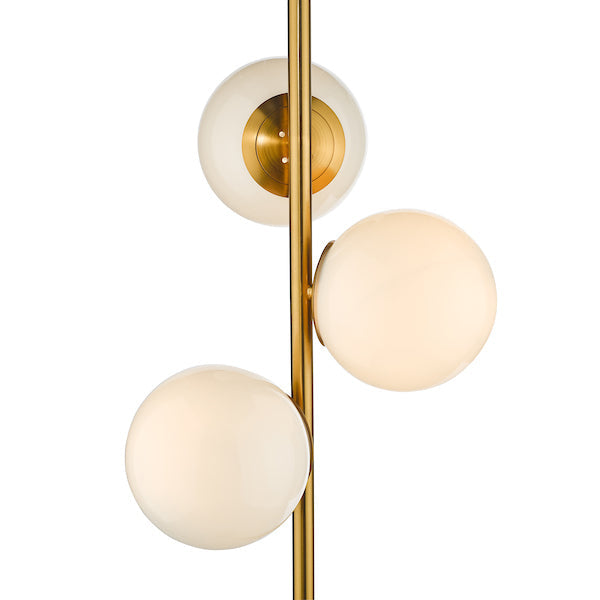 Dar Bombazine 3 Light Floor Lamp Natural Brass Opal Glass – from Amos Lighting + Home