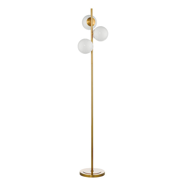 Dar Bombazine 3 Light Floor Lamp Natural Brass Opal Glass – from Amos Lighting + Home
