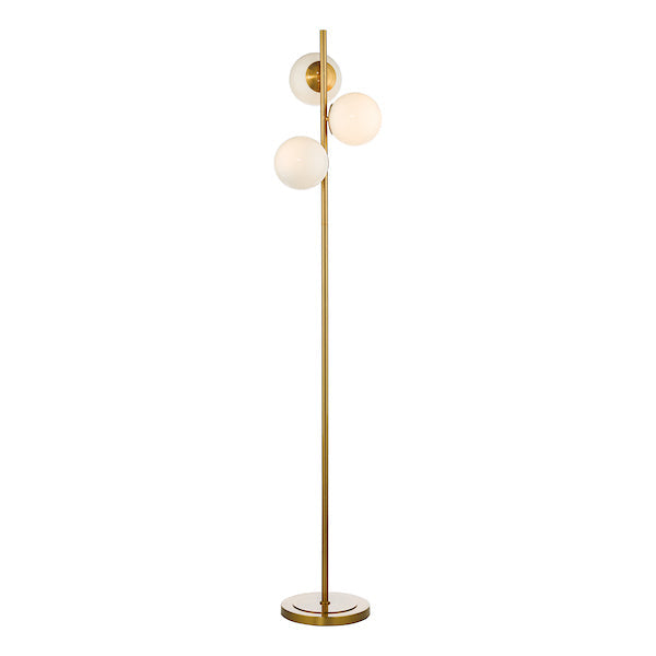 Dar Bombazine 3 Light Floor Lamp Natural Brass Opal Glass – from Amos Lighting + Home
