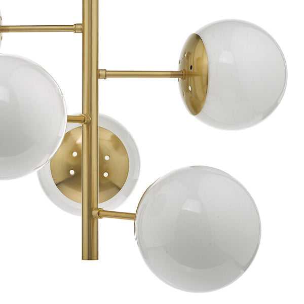 Dar Bombazine 5 Light Pendant Natural Brass and Opal – from Amos Lighting + Home