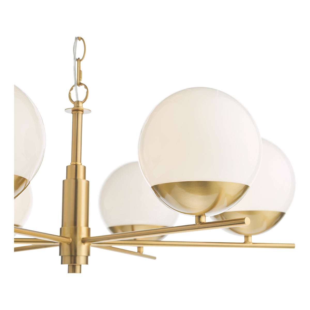 Dar Bombazine 6 Light Pendant Natural Brass and Opal Glass – from Amos Lighting + Home