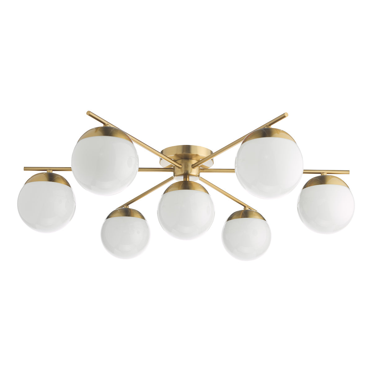 Dar Bombazine 7 Light Semi-Flush Natural Brass and Opal Glass – from Amos Lighting + Home