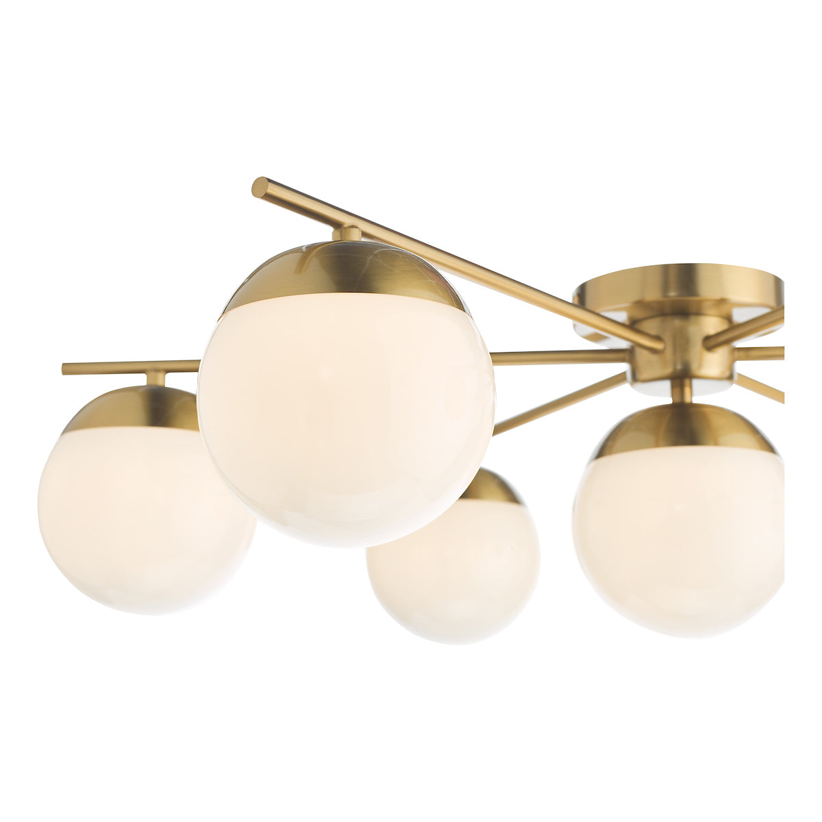 Dar Bombazine 7 Light Semi-Flush Natural Brass and Opal Glass – from Amos Lighting + Home