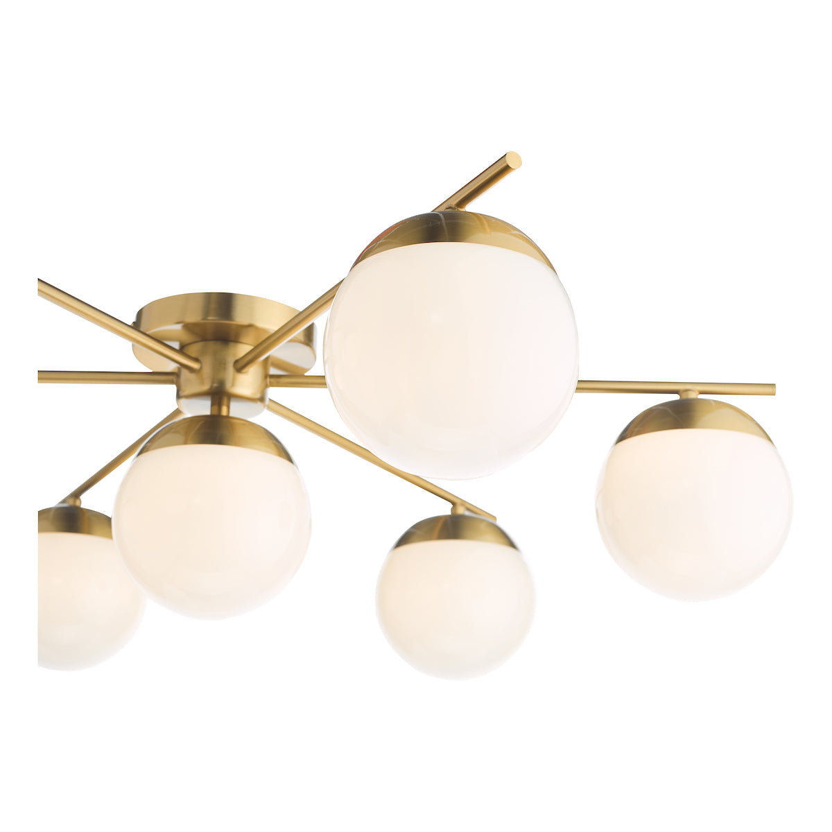 Dar Bombazine 7 Light Semi-Flush Natural Brass and Opal Glass – from Amos Lighting + Home