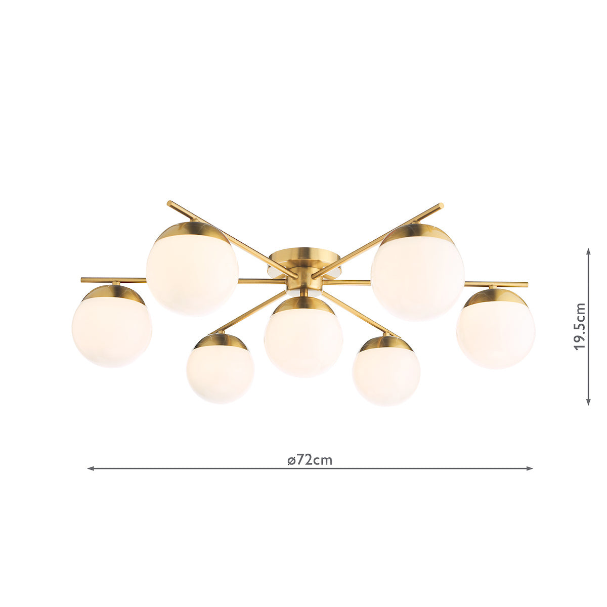 Dar Bombazine 7 Light Semi-Flush Natural Brass and Opal Glass – from Amos Lighting + Home