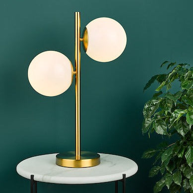 Dar Bombazine Table Lamp Natural Brass Opal Glass – from Amos Lighting + Home