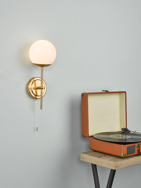 Dar Bombazine Wall Light Natural Brass Opal Glass – from Amos Lighting + Home