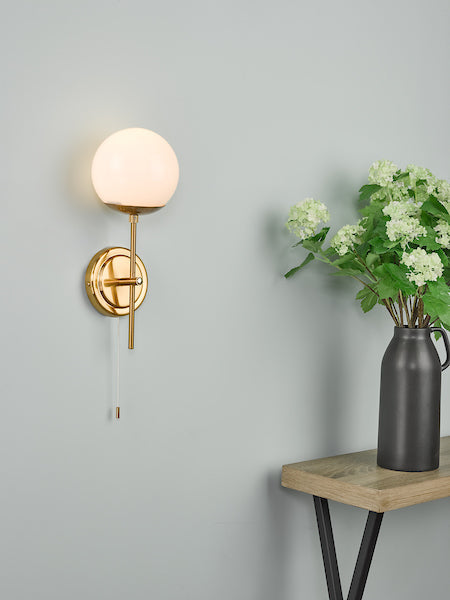 Dar Bombazine Wall Light Natural Brass Opal Glass – from Amos Lighting + Home