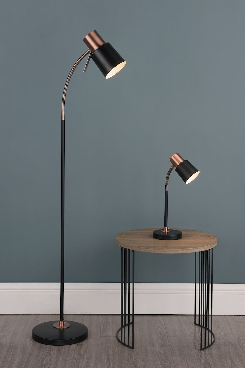 Dar Bond Floor Lamp Black & Copper – from Amos Lighting + Home