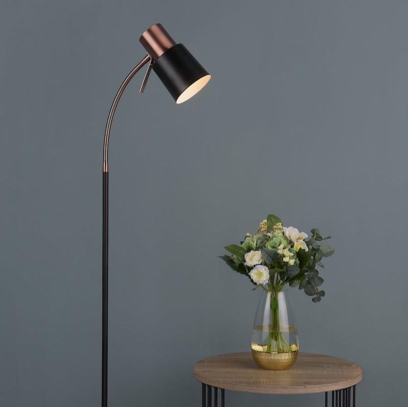 Dar Bond Floor Lamp Black & Copper – from Amos Lighting + Home