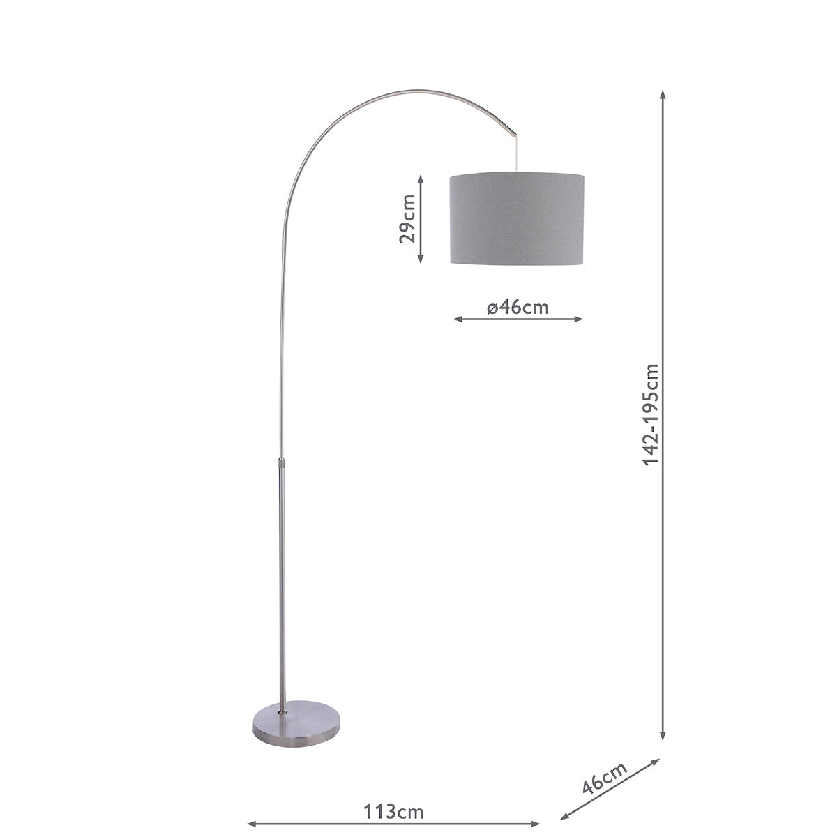Dar Bow Floor Lamp Satin Nickel Base Only – from Amos Lighting + Home