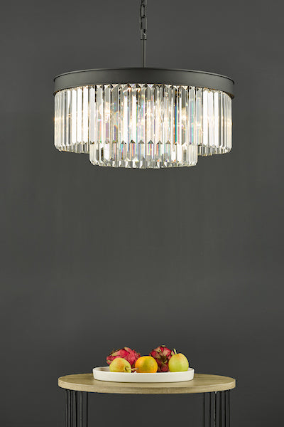 Dar Celeus 6 Light Pendant Chandelier Anthracite & Crystal – from Amos Lighting + Home