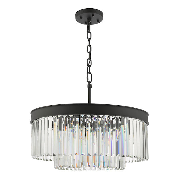 Dar Celeus 6 Light Pendant Chandelier Anthracite & Crystal – from Amos Lighting + Home