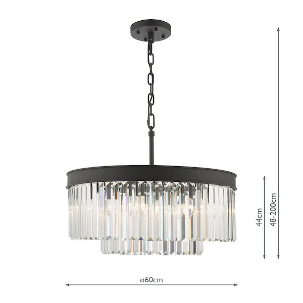 Dar Celeus 6 Light Pendant Chandelier Anthracite & Crystal – from Amos Lighting + Home
