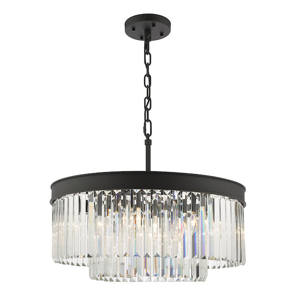 Dar Celeus 6 Light Pendant Chandelier Anthracite & Crystal – from Amos Lighting + Home