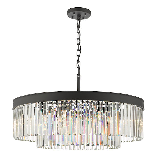 Dar Celeus 8 Light Pendant Chandelier Anthracite & Crystal – from Amos Lighting + Home