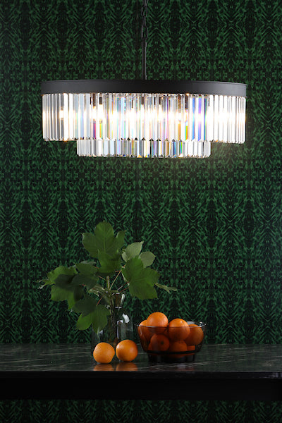 Dar Celeus 8 Light Pendant Chandelier Anthracite & Crystal – from Amos Lighting + Home