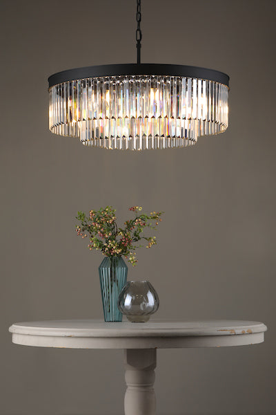 Dar Celeus 8 Light Pendant Chandelier Anthracite & Crystal – from Amos Lighting + Home