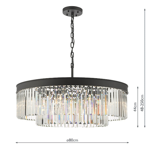 Dar Celeus 8 Light Pendant Chandelier Anthracite & Crystal – from Amos Lighting + Home