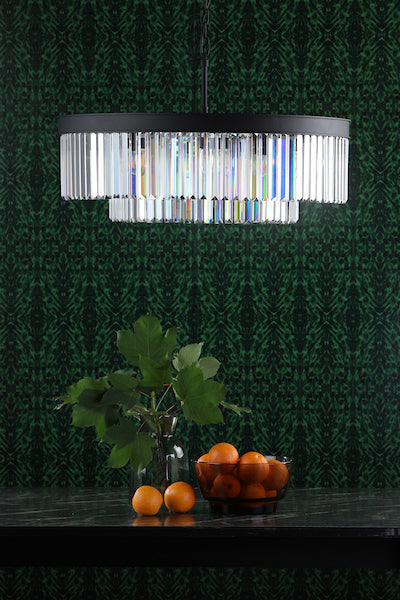 Dar Celeus 8 Light Pendant Chandelier Anthracite & Crystal – from Amos Lighting + Home