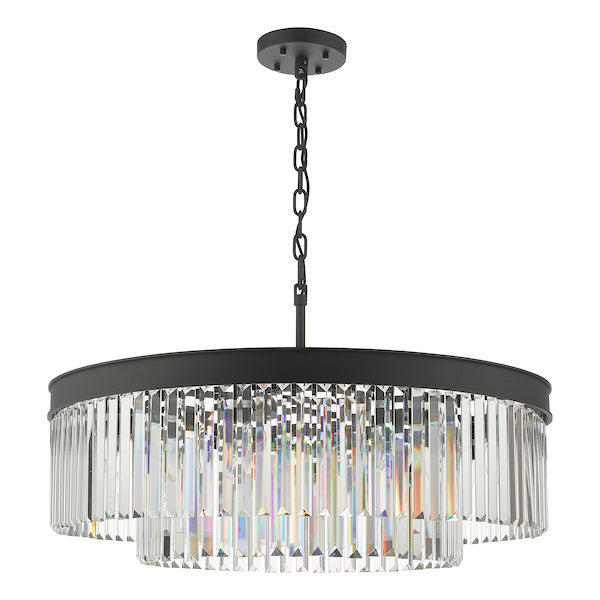 Dar Celeus 8 Light Pendant Chandelier Anthracite & Crystal – from Amos Lighting + Home
