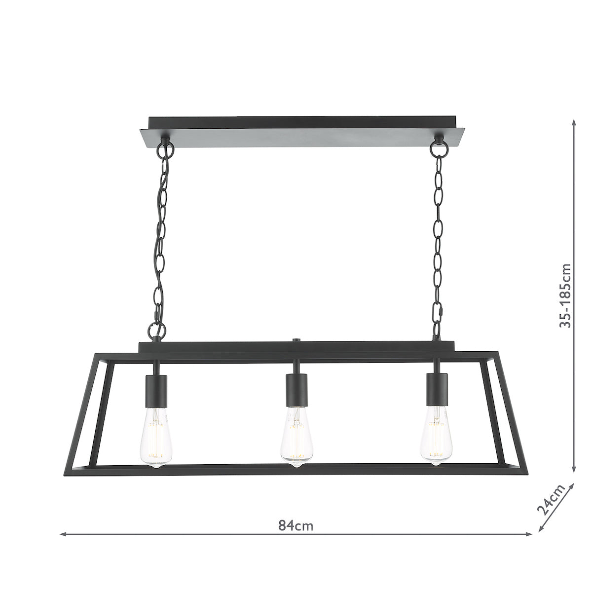 Dar Claudia 3 Light Bar Pendant Matt Black – from Amos Lighting + Home