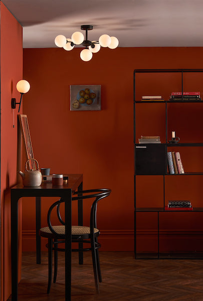 Dar Cohen 7 Light Semi Flush Matt Black Opal Glass – from Amos Lighting + Home