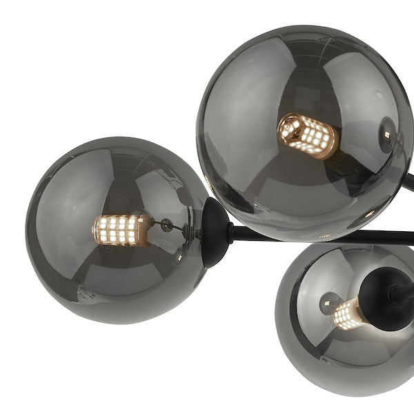 Dar Cohen 7 Light Semi Flush Matt Black Smoked Glass – from Amos Lighting + Home