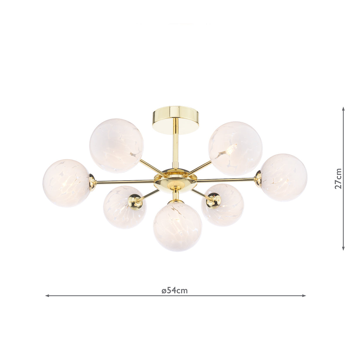 Dar Cohen 7 Light Semi-Flush Polished Gold & Confetti Glass – from Amos Lighting + Home