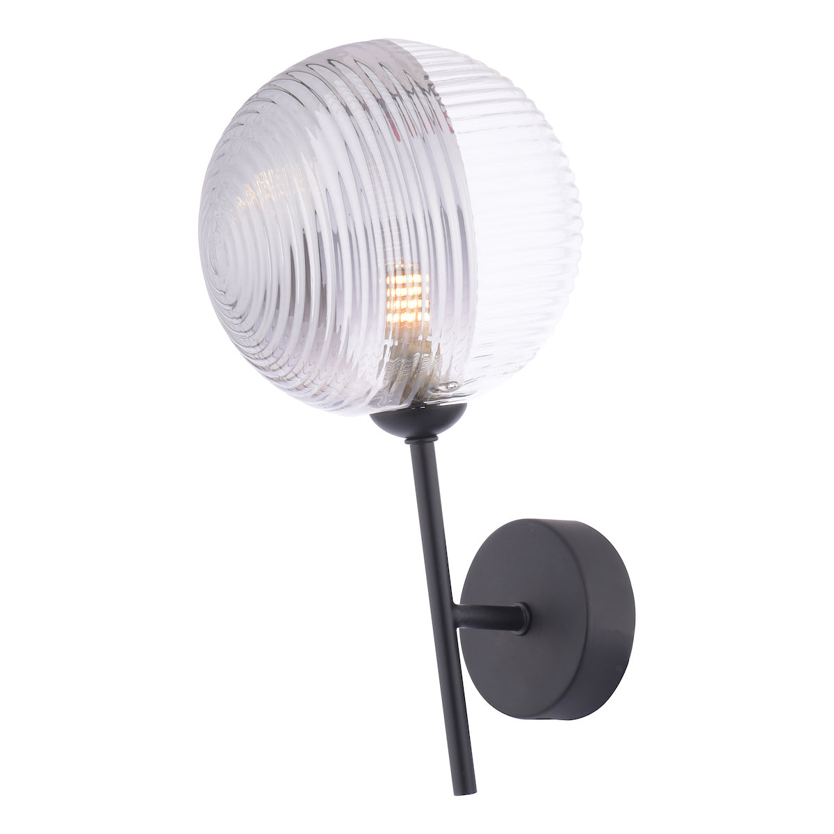 Dar Cohen Wall Light Matt Black & Smoked/Clear Ribbed/Clear Ribbed Glass – from Amos Lighting + Home