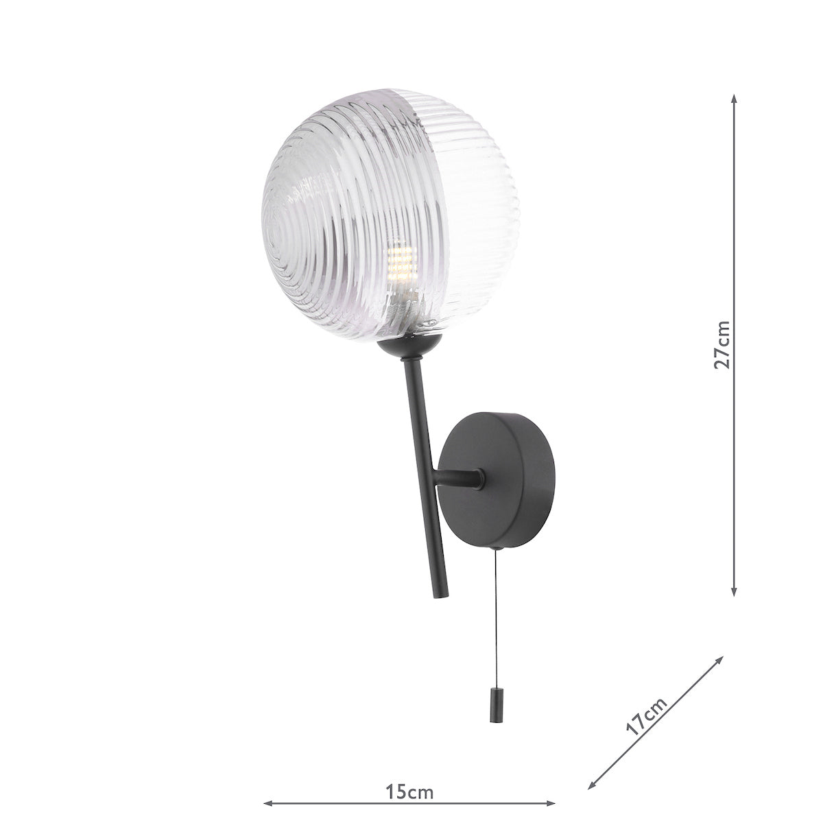 Dar Cohen Wall Light Matt Black & Smoked/Clear Ribbed/Clear Ribbed Glass – from Amos Lighting + Home